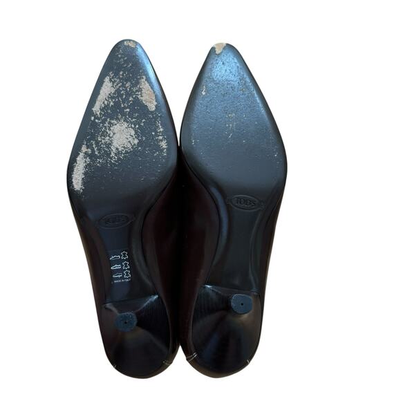 TOD’s Brown Leather Pointed Toe Kitten Heels Womens size 7.5 - Picture 9 of 10